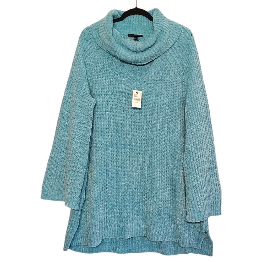 LANE BRYANT Super Soft Cozy Blue Cowl Neck Long Sleeve Stretchy Knit Top 26/28